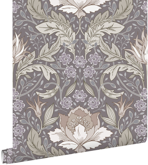 ESTAhome behang vintage bloemen in art nouveau stijl groen en grijs - 50 x 900 cm - 131079 - vtwonen shop