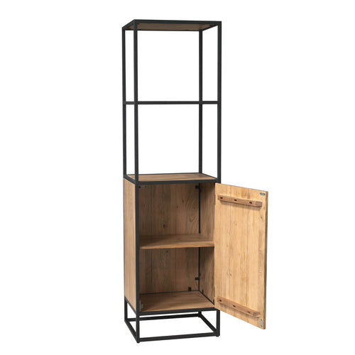 Starfurn Boekenkast Dakota - Naturel Hout - 1-Deur - 55x45x200cm