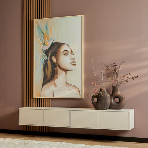 StarFurn Zwevend Tv-meubel Vision - Zandkleur Hout - 200x35x30cm