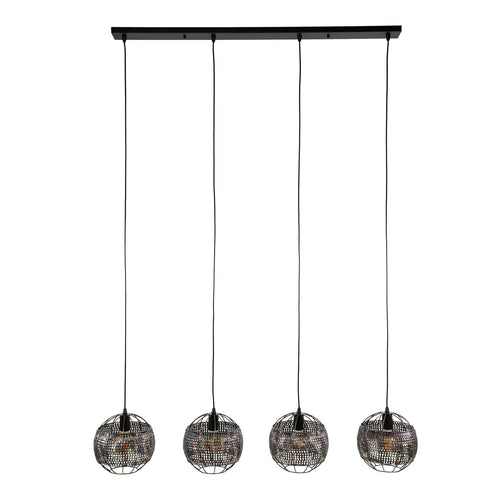 Giga Meubel Hanglamp Armor Open - Zwart/Bruin - 4-Lichts - 135x25x150cm - vtwonen shop