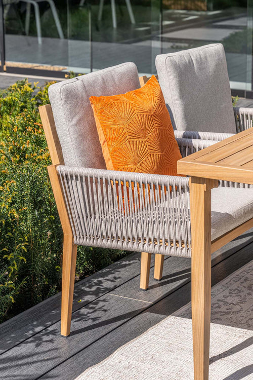 Sardinia dining fauteuil - light teaklook - TPU rope sand -  dark sand - vtwonen shop