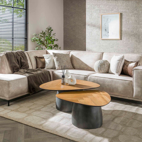 Giga Meubel Salontafel Infinite - Naturel Hout - Set van 2 - 90x75x40cm - vtwonen shop