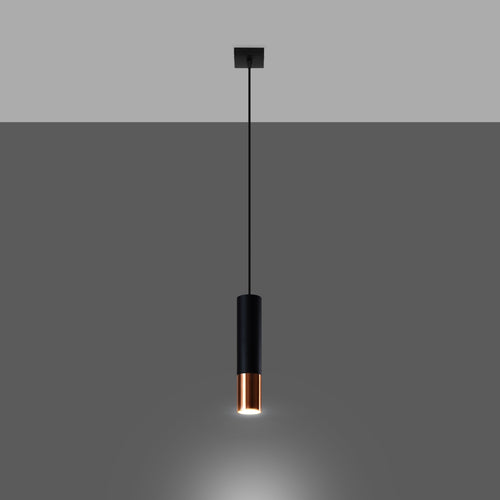 Sollux Lighting Hanglamp LOOPEZ 1 zwart/koper - 8x8x100cm