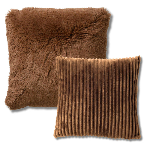 KUSSENSET - 2-delig - Cosy Layers - 60x60 cm, 45x45 cm - inclusief binnenkussens - bruin