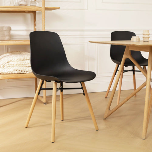 Nolon Nena-Pip Eetkamerstoelen Set van 2 - Zwart - Houten Poten - vtwonen shop