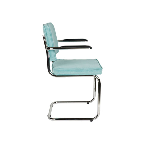 Zuiver Ridge Rib Eetkamerstoelen armleuning Blauw - Set van 2 - vtwonen shop