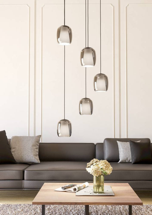 EGLO hanglamp Ciampino - e27 - ø 54 cm - zwart/grijs - glas