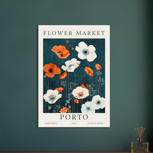 Artfulprints Poster met Lijst Flower market - Porto   - 50x70 cm - Meerkleurig