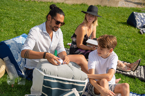 Besarto - Relaxmatras - Stripe - Bottle green Orange