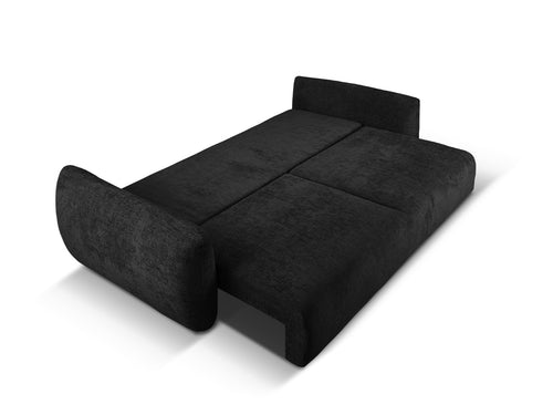 Cosmopolitan Design Slaapbank met opbergdoos Matera 3-zits, chenille, zwart - 108x240x86cm