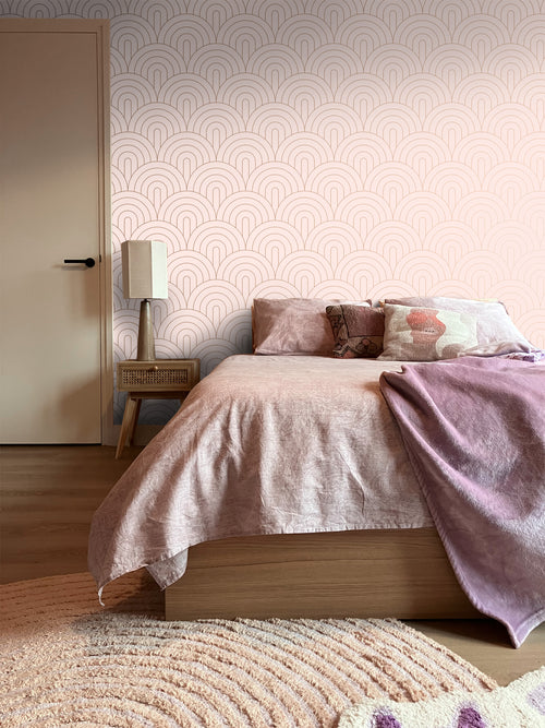 ESTAhome behang art deco bogen zacht roze en roségoud - 53 cm x 10.05 m - 139217