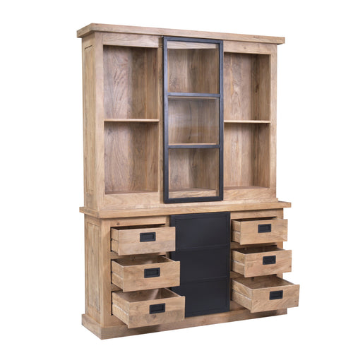 Starfurn Vitrinekast Noa - Naturel Hout - 160x45x220cm