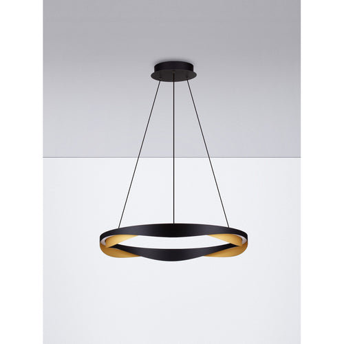Nova Luce RADON Geïntegreerde LED-hanglamp voor plafond, matzwart, goudkleurig, Triac dimbaar, 53W, 1751lm, 3000K