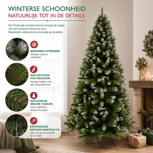Triumph Tree Pittsburgh Kunstboom Groen - Kerstboom met Volle Uitstraling en 812 Takken - Kerstversiering voor Binnen - Rond met Insteeksysteem - H215