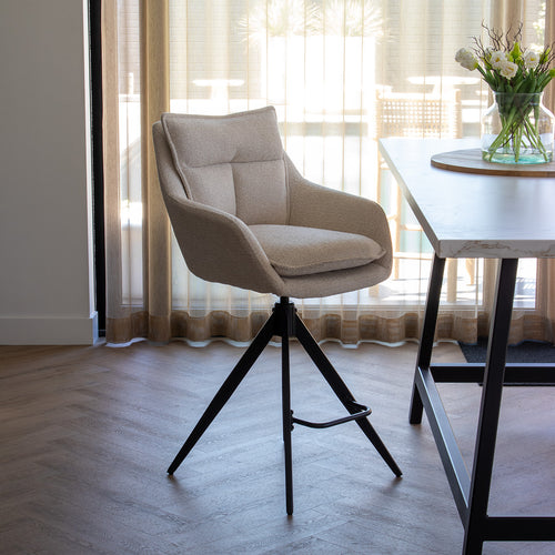 DÉJA Living Barstoel Manon - Beige - Draaibaar - 65cm - Set van 2 - vtwonen shop