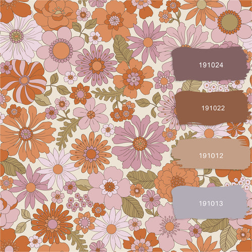 ESTAhome behang retro bloemen paars en oranje - 53 cm x 10.05 m - 130961 - vtwonen shop