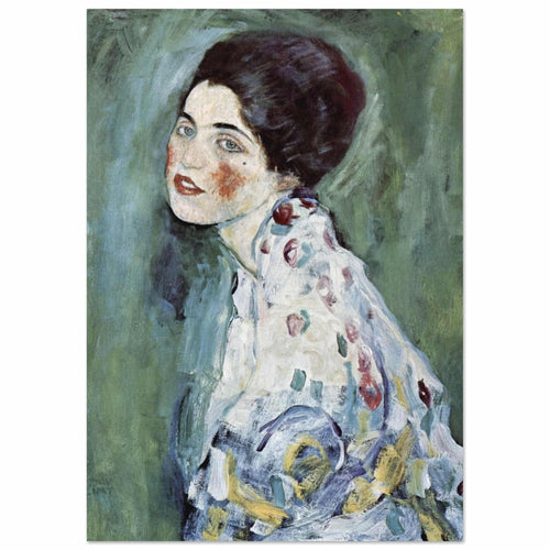 Artfulprints Poster Gustav Klimt - Portrait of a lady   - A4 21x29.7 cm - Donkergroen