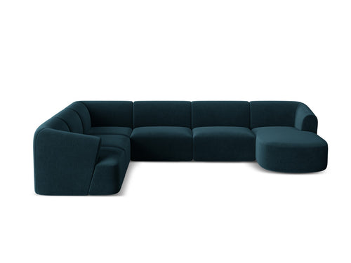 Cosmopolitan Design Modulaire panoramische hoekbank links Campi 7-zits, flueel diepe olie - 255x330x70cm