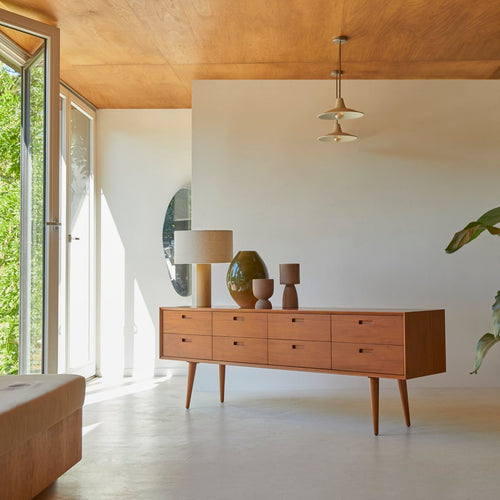 Tikamoon Lage massief mahoniehouten ladekast - Naturel - vtwonen shop