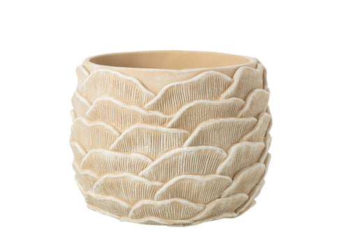 J-Line bloempot Rond Reliëf - cement - beige - large - Ø 26.5 cm