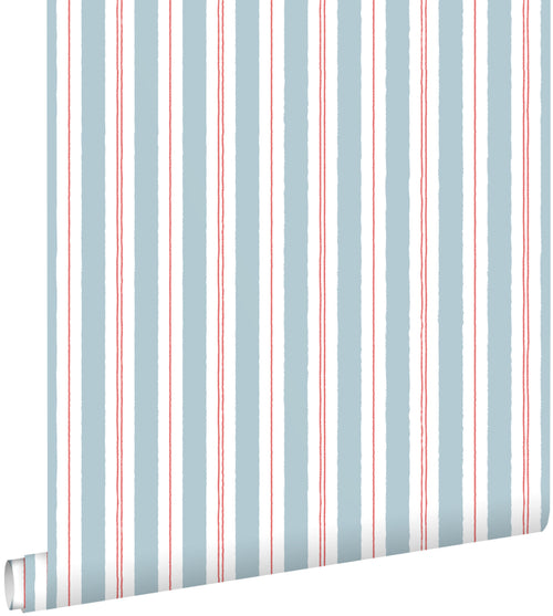 ESTAhome behang strepen blauw en rood - 50 x 900 cm - 131960