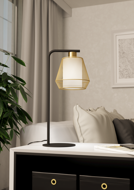 EGLO tafellamp Ciudadela - e27 - 50 cm - zwart/goud/wit - textiel - vtwonen shop