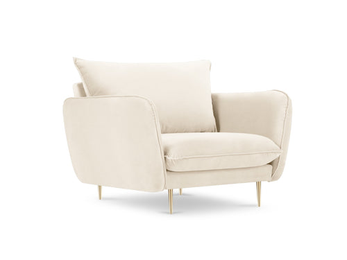 Cosmopolitan Design Fauteuil Vienna flueel, lichtbeige - 94x97x95cm
