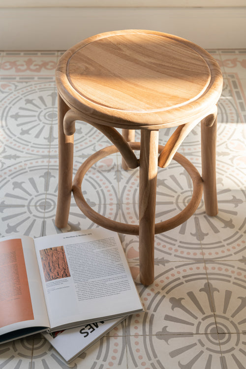 J-Line kruk Ali - teak hout - naturel - vtwonen shop