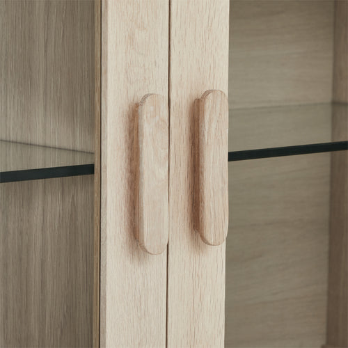 Furnhouse 4-deurs wandkast Porto - Witte olie - MDF, Eikenfineer, Glas - 34x212x60