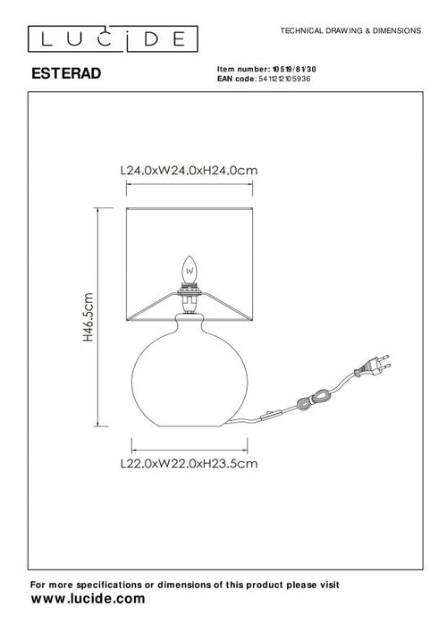 Lucide tafellamp ESTERAD - 1xE14 - Zwart - vtwonen shop