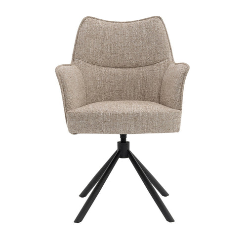 DÉJA Living Eetkamerstoel Zayn - Beige/Zwart - Draaibaar - Set van 2