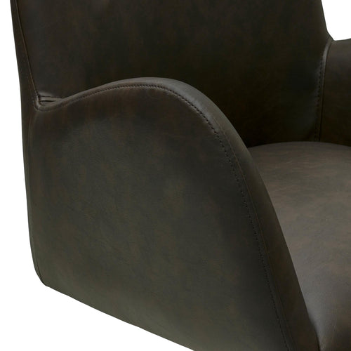 Furnhouse eetkamerstoelen armleuning Jennifer - Donkerbruin - Kunstleer - Set van 2