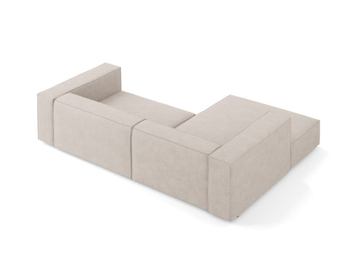 Cosmopolitan Design linker hoekbank Arendal 3-zits, chenille met ribbeleffect, donkerbeige - 166x224x70cm