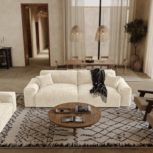 Premium Interiors - Bank  CHEER - gewaafd fluweel crème 240cm