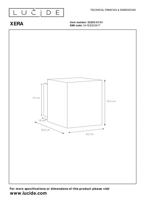 Lucide wandlamp XERA - 1xG9 - Wit - vtwonen shop