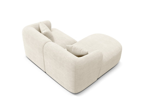 Cosmopolitan Design Modulaire hoekbank links Campi 3-zits, ribfluwelen ivoor - 156x180x70cm