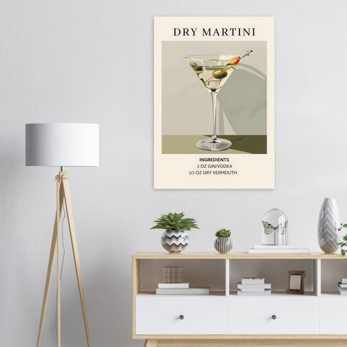Artfulprints  Dry Martini cocktail - Ingrediënten   poster 70x100 cm - vtwonen shop
