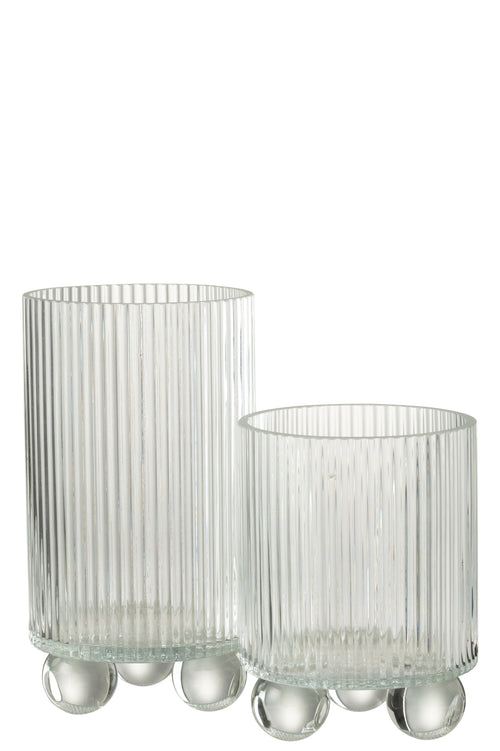 J-Line windlicht Clara - glas - transparant - large - vtwonen shop