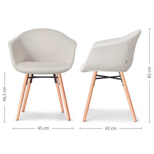 Nolon Nena-Otis Eetkamerstoelen Set van 2 - Beige - Houten Poten - vtwonen shop