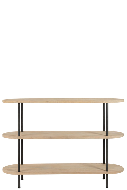 J-Line console Eli 3 Planken - hout/staal - naturel/grijs - vtwonen shop