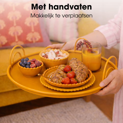 Mica Decorations Dienblad met Handgrepen - Set van 3 - Decoratie Woonkamer - Ook leuk als Kaarsenplateau, Onderzetter of Plantenonderzetter - IJzer -