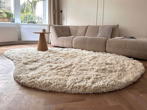 Organisch Hoogpolig Vloerkleed Pilo Ivoor Wit Polyester Interieur05