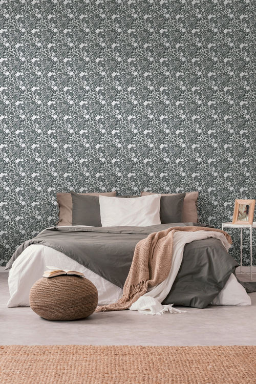 Livingwalls behang bloemmotief wit, zwart en grijs - 53 cm x 10.05 m - AS-390595 - vtwonen shop