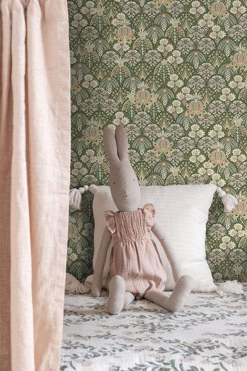 ESTAhome behang vintage bloemen in art nouveau stijl donkergroen - 50 x 900 cm - 130972 - vtwonen shop