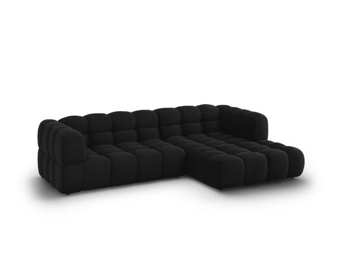 Cosmopolitan Design Modulaire hoekbank rechts Sky 4-zits, flueel, zwart - 162x272x70cm