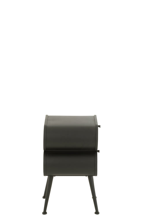J-Line nachtkast Cabinet - dennenhout - zwart/lichtbeige