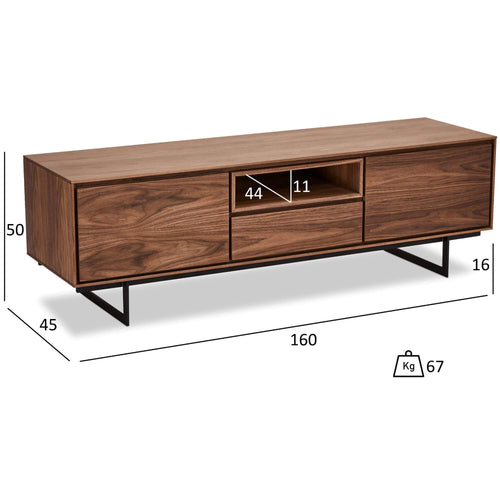 Furnhouse tv-meubel Tokyo - Amerikaanse walnoot - MDF, Amerikaans walnootfineer - 45x160x50