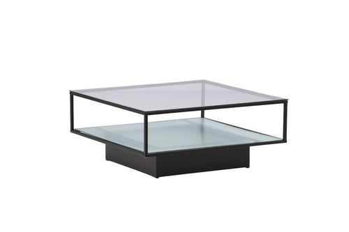 Rebellenclub Salontafel Lucera - 90 x 90 cm - Zwart met Glazen Blad