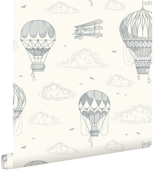 ESTAhome behang luchtballonnen grijs wit - 50 x 900 cm - 139716 - vtwonen shop