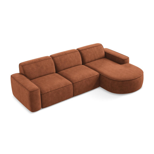 LaMiaSofa hoekbank rechts Melissa - chenille stof - terracotta - 284x166x70